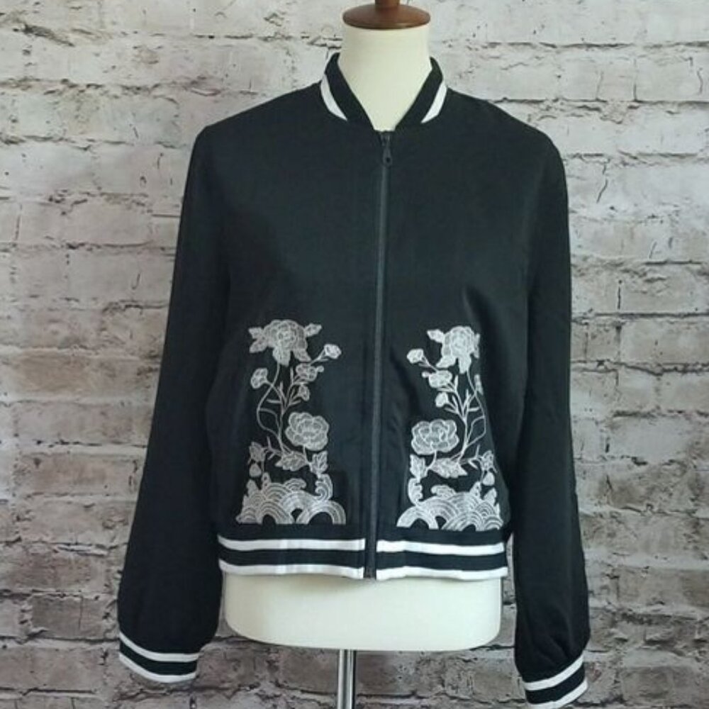 WD.NY black embroidered bomber jacket Size- M
